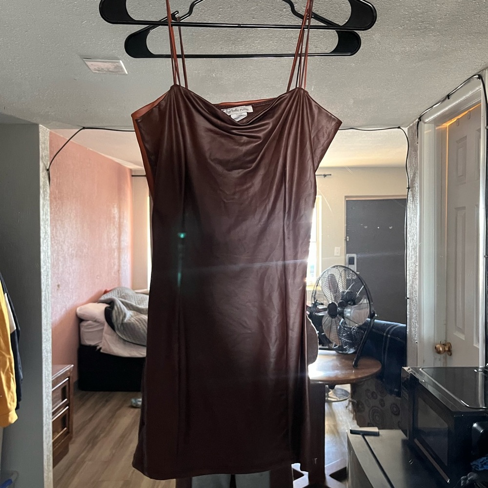 Pleather Dark brown & light brown dress